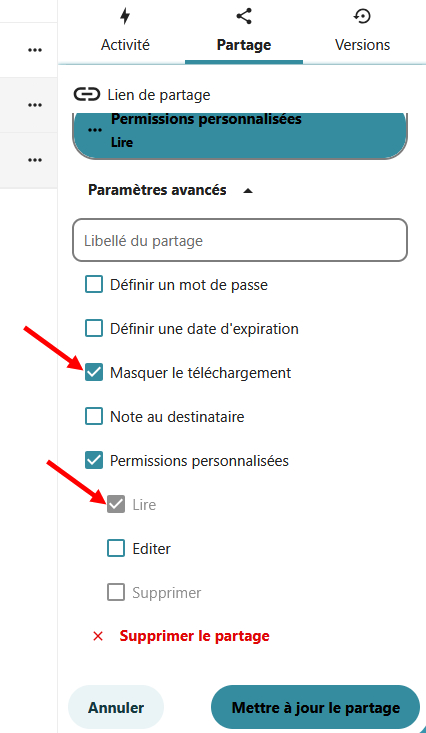 Masquer telechergment