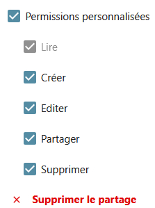 Partage Supprimer